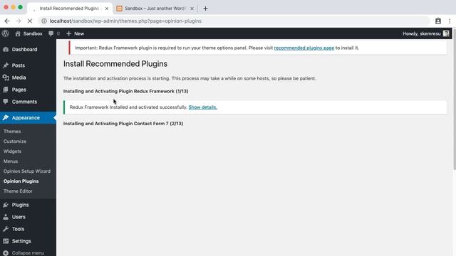 Recommended plugins installation - Opinion WordPress Theme смотреть онлайн