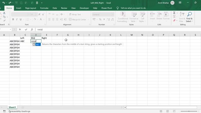 Left Mid Right- Text Functions in Excel смотреть онлайн