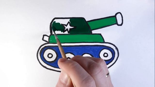 Как нарисовать ТАНК/УЧИМ ЦВЕТА/Рисунок-раскраска для детей/How to draw a tank смотреть онлайн