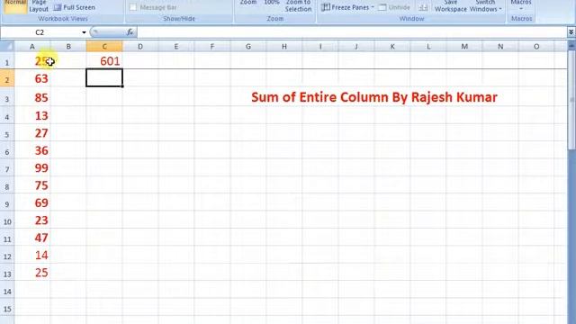 Sum of Entire Column MS Excel | Microsoft Excel Tutorial Hindi смотреть онлайн