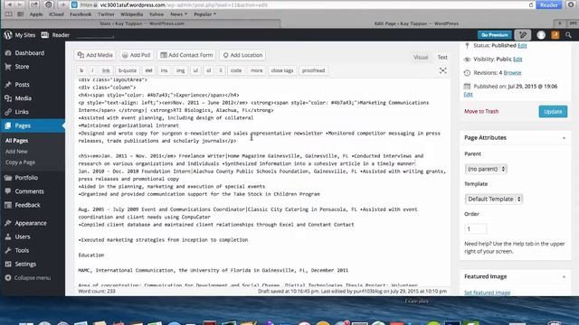 Resume Page in WordPress смотреть онлайн