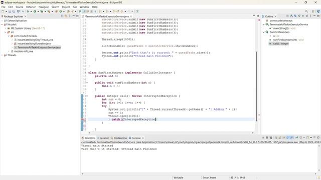 Terminate all tasks using shutdownNow method using Executor Service смотреть онлайн