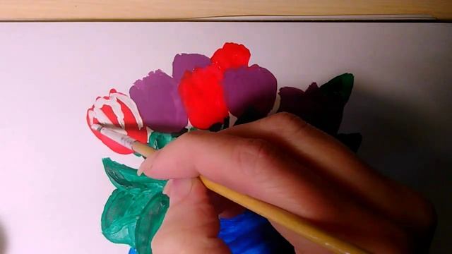 Как нарисовать гуашью тюльпаны, пошагово, рисунки для детей, рисуем вместе смотреть онлайн