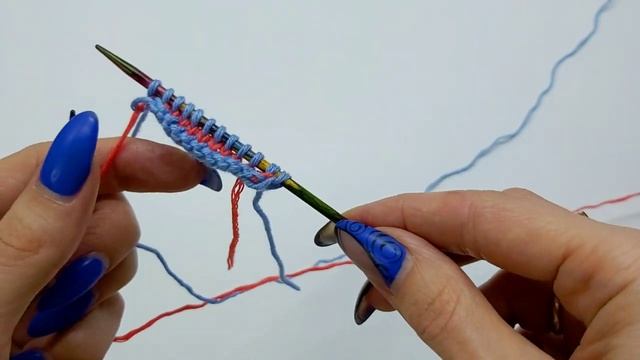 МК двухцветный узор спицами легко и просто МК для начинающих Узор спицами смотреть онлайн