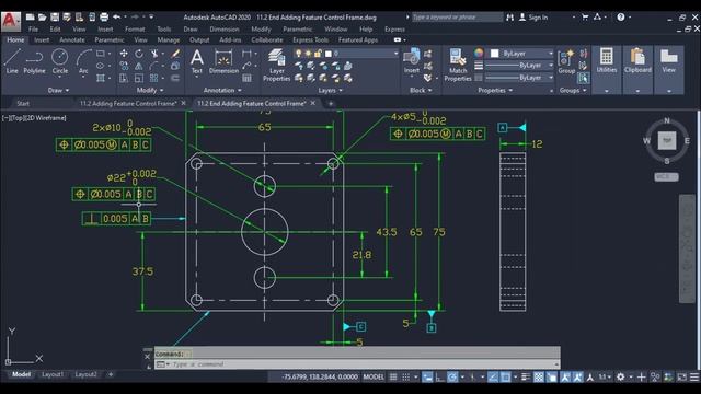 Lect 11-2 Creating Tolerancing in AutoCAD | Adding Feature Control Frame смотреть онлайн