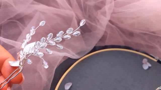 Хрустальные серьги и шпилька для волос из проволоки и бусин | своими руками |свадебные украшения DI смотреть онлайн