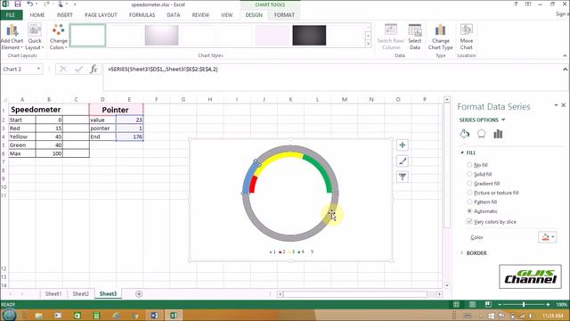 How to make a Speedometer Chart (DounutChart) in Excel for beginners | Gijis Channel смотреть онлайн
