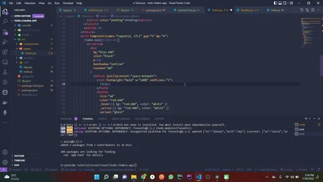 Todo App in react+ chakra ui + fake json server | React | Chakra | Fake-json-server | Api | Axios смотреть онлайн
