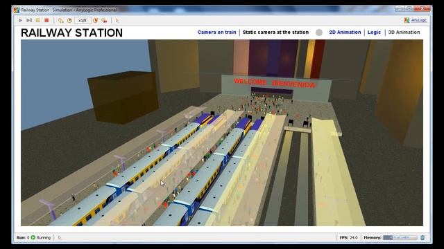 Simulation Software AnyLogic - Railway Station 3D смотреть онлайн