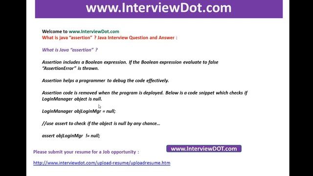 what is java assertion job java inteview question and answer смотреть онлайн