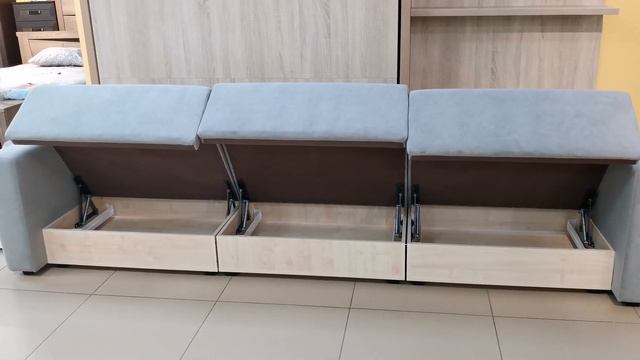 221898 "СМАРТ-1" диван-кровать+полка с тумбой правая (КД1600+ППД).Цвет: Catania Smoke/Дуб сонома. смотреть онлайн