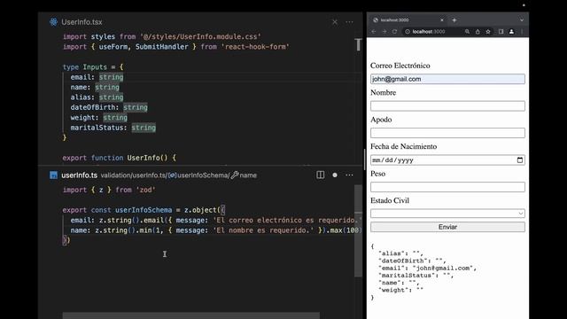 Formularios con validación (Next.js + Zod + react-hook-form) смотреть онлайн