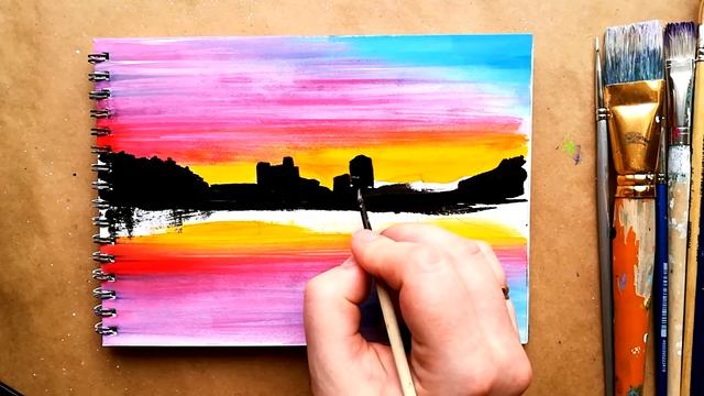 КАК НАРИСОВАТЬ ЗАКАТ В ГОРОДЕ | ИДЕЯ ДЛЯ ТВОЕГО СКЕТЧБУКА смотреть онлайн