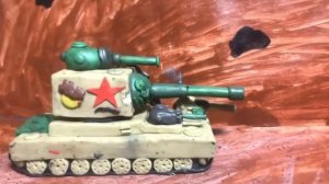Захват Карьера. Рудольф и КВ-14 VS Bagger-196. Мультики про танки из пластилина.