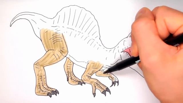 How to Draw Dinosaurs for Children - Drawing and coloring Spinosaur from Jurassic World смотреть онлайн