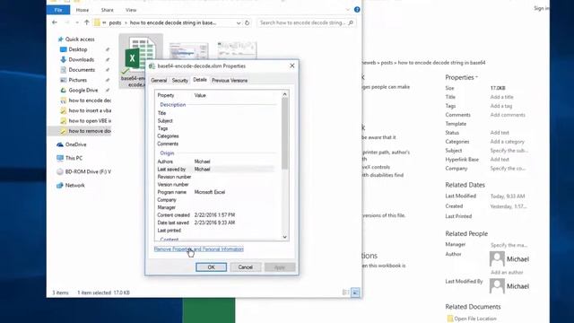 Excel - How to remove your name and other file properties смотреть онлайн