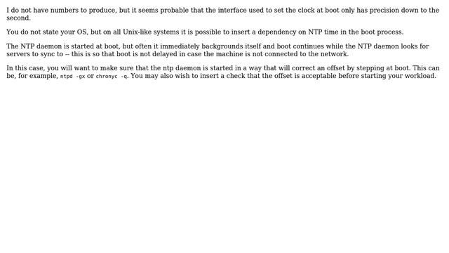 System time is off by up to hundreds of milliseconds despite NTP sync before boot смотреть онлайн