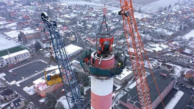 Začátek demolice komínu v Zubří 2021 - MROZEK a.s. смотреть онлайн