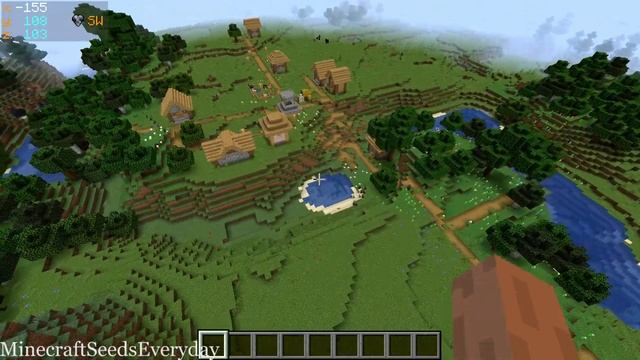 Minecraft Java 1.16.4 Seed: Three villages at spawn, one of which is zombie village with blacksmith смотреть онлайн