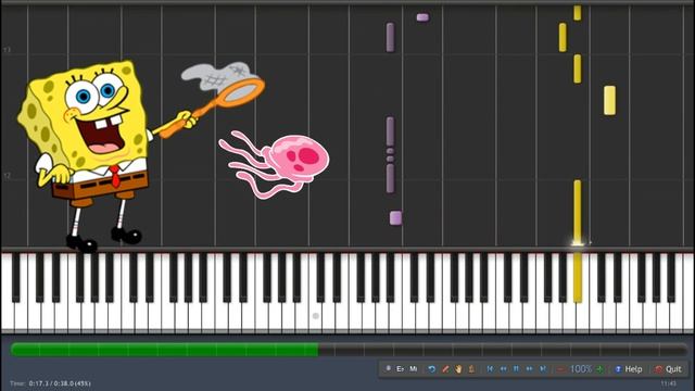Spongebob Jellyfish jam - piano tutorial - easy смотреть онлайн