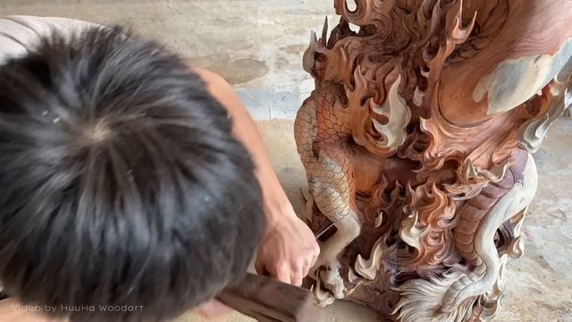 Red Wood Carving Dragon/The Process from Block to Artwork смотреть онлайн