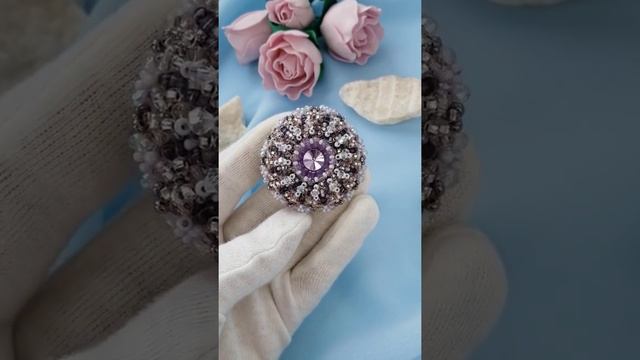 Lilac Bead Brooch / Crystal brooch / round brooch / lilac brooch / круглая брошь / gift for Her смотреть онлайн