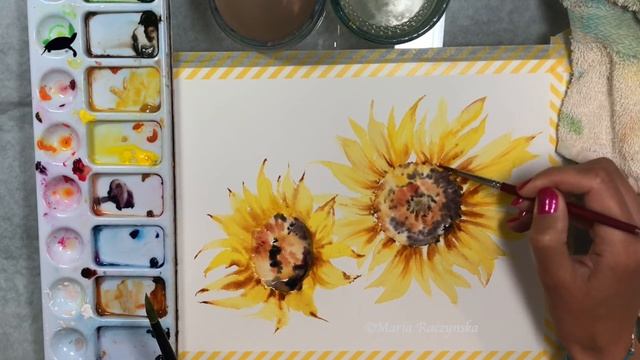 Watercolor Sunflowers Painting Demo