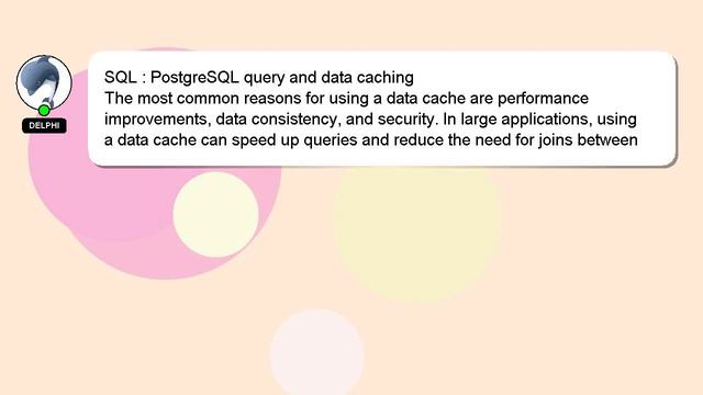 SQL : PostgreSQL query and data caching смотреть онлайн