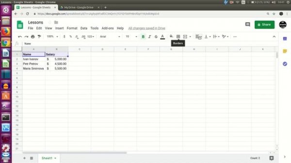 Google Sheets первое знакомство. Абсолютная и относительная адресация. Форматирование листа