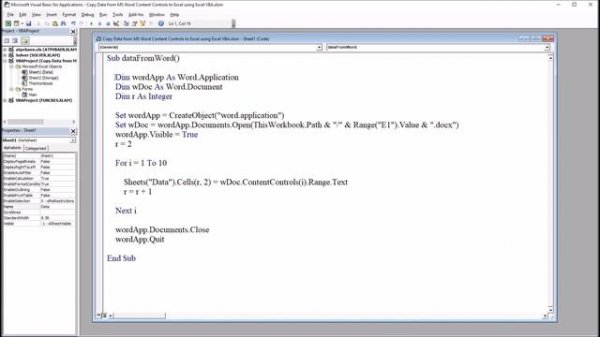 Copy Data from Microsoft Word to Excel using Excel VBA