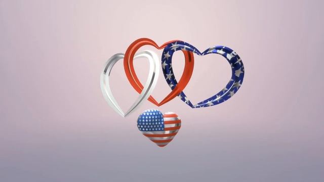 3Д сердечки — американский флаг. Вращение смотреть онлайн