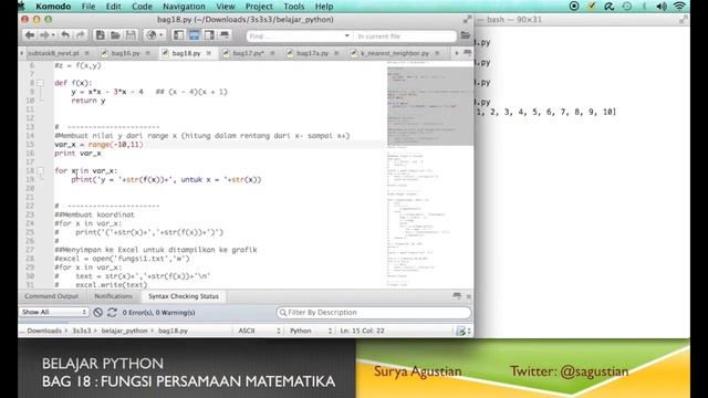 Tutorial Python Bahasa Indonesia #18 (Fungsi Matematika y=f(x) Aljabar Kalkulus) смотреть онлайн
