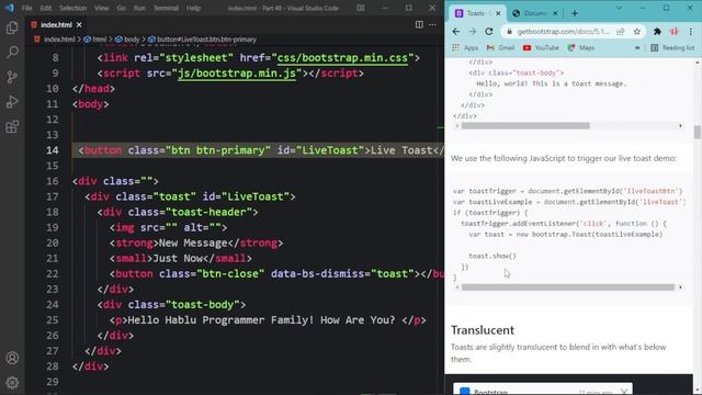 45. Bootstrap 5 Toast Message Bangla Tutorial смотреть онлайн