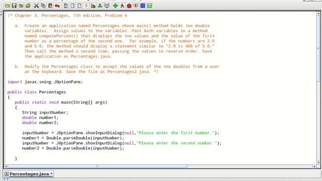 java chapter3 problem4 percentages смотреть онлайн