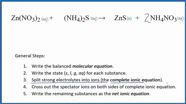 How to Write the Net Ionic Equation for Zn(NO3)2 + (NH4)2S = ZnS + NH4NO3 смотреть онлайн