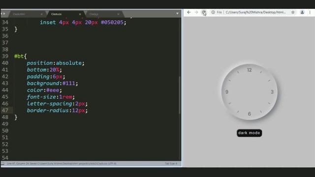 Toggle between LIGHT and DARK mode using CSS and JavaScript | CSS neumorphism working analog clock. смотреть онлайн