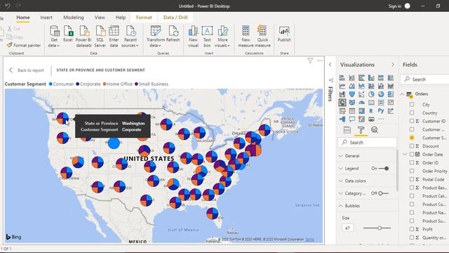 Power BI Tutorial for Beginners 8 - Pie Chart and Map in Power BI смотреть онлайн