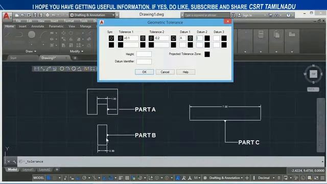 133 (DIMTOOL) (TOL) TOLERANCE COMMAND AUTOCAD, GEOMETRIC TOLERANCE DIALOG BOX AUTOCAD смотреть онлайн