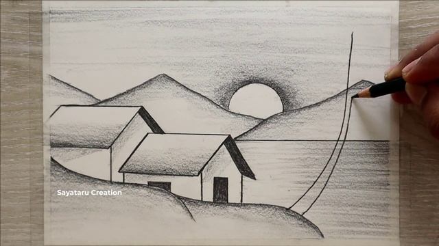 Sunset Nature Drawing with Pencil Sketch, Pencil Drawing for Beginners смотреть онлайн
