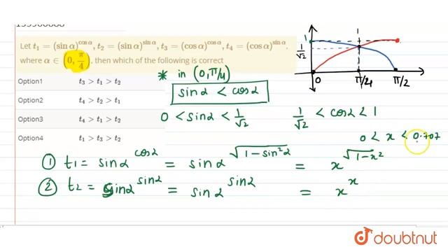 Let t_(1)=(sin alpha)^(cos alpha), t_(2)=(sin alpha)^(sin alpha), t_(3)=(cosalpha)^(cos alpha), ... смотреть онлайн