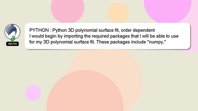 PYTHON : Python 3D polynomial surface fit, order dependent смотреть онлайн