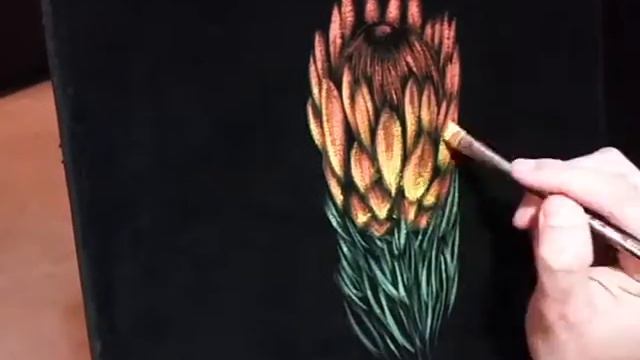 David Slebodnick - Protea Black Velvet painting time-lapse смотреть онлайн