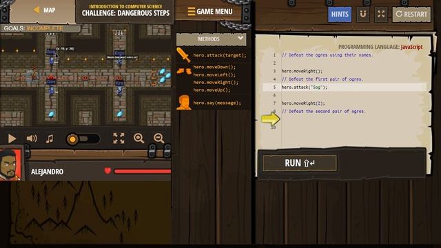 Code Combat - Dangerous Steps Concept Challenge JavaScript Tutorial смотреть онлайн