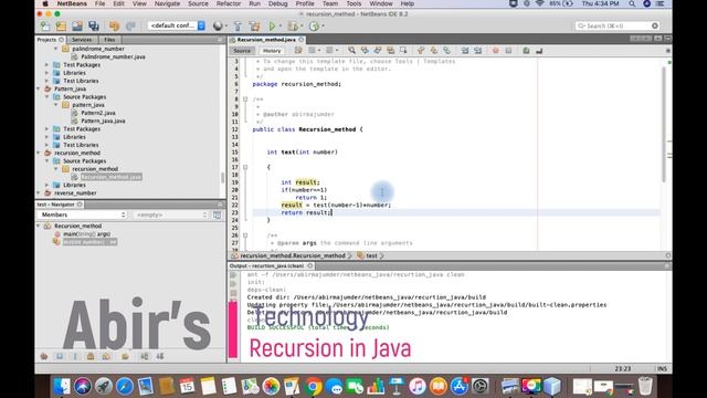 Factorial of a number using recursion function in Java example смотреть онлайн