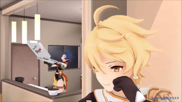 MMD x Genshin Impact - When you have pizza for dinner смотреть онлайн