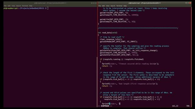 Raspberry Pi C programming tutorial: Interfacing a DHT-11 sensor смотреть онлайн