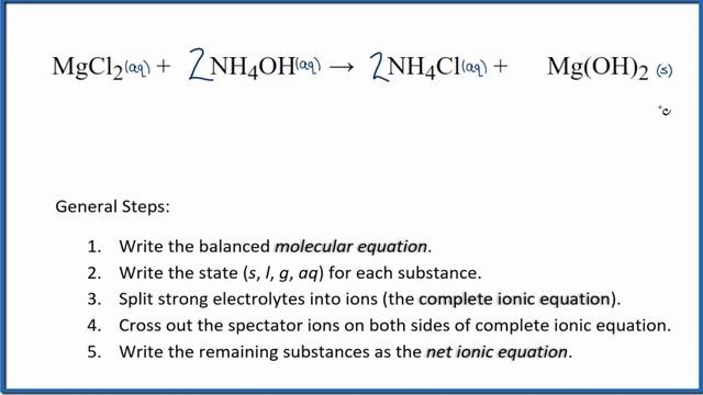 How to Write the Net Ionic Equation for MgCl2 + NH4OH = NH4Cl + Mg(OH)2 смотреть онлайн