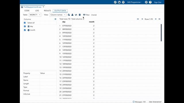 Finding the num of days for each month between start date and end date in SAS смотреть онлайн