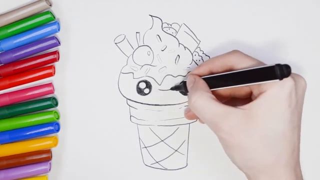 Рисуем милые рисунки, как нарисовать мороженное смотреть онлайн