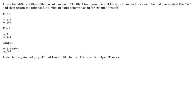 Unix & Linux: Compare two files and print matches in the first file adding extra column смотреть онлайн